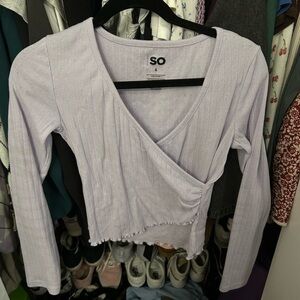 SO Women's Light Purple Wrap Long Sleeve Top